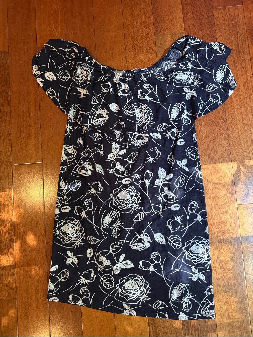 Mia & Tess Navy Floral Off-Shoulder Dress Size M